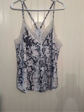 Black and White Snakeskin Print Sleeveless Camisole Top